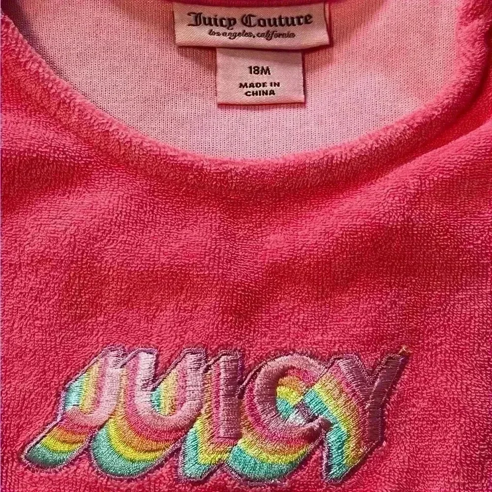 Juicy couture baby size 18 months one piece hot pink terry cloth romper new